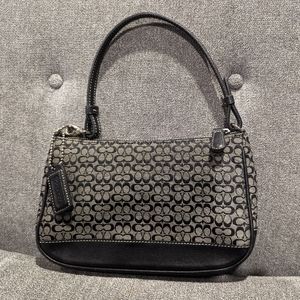 Coach grey and black signature mini tote